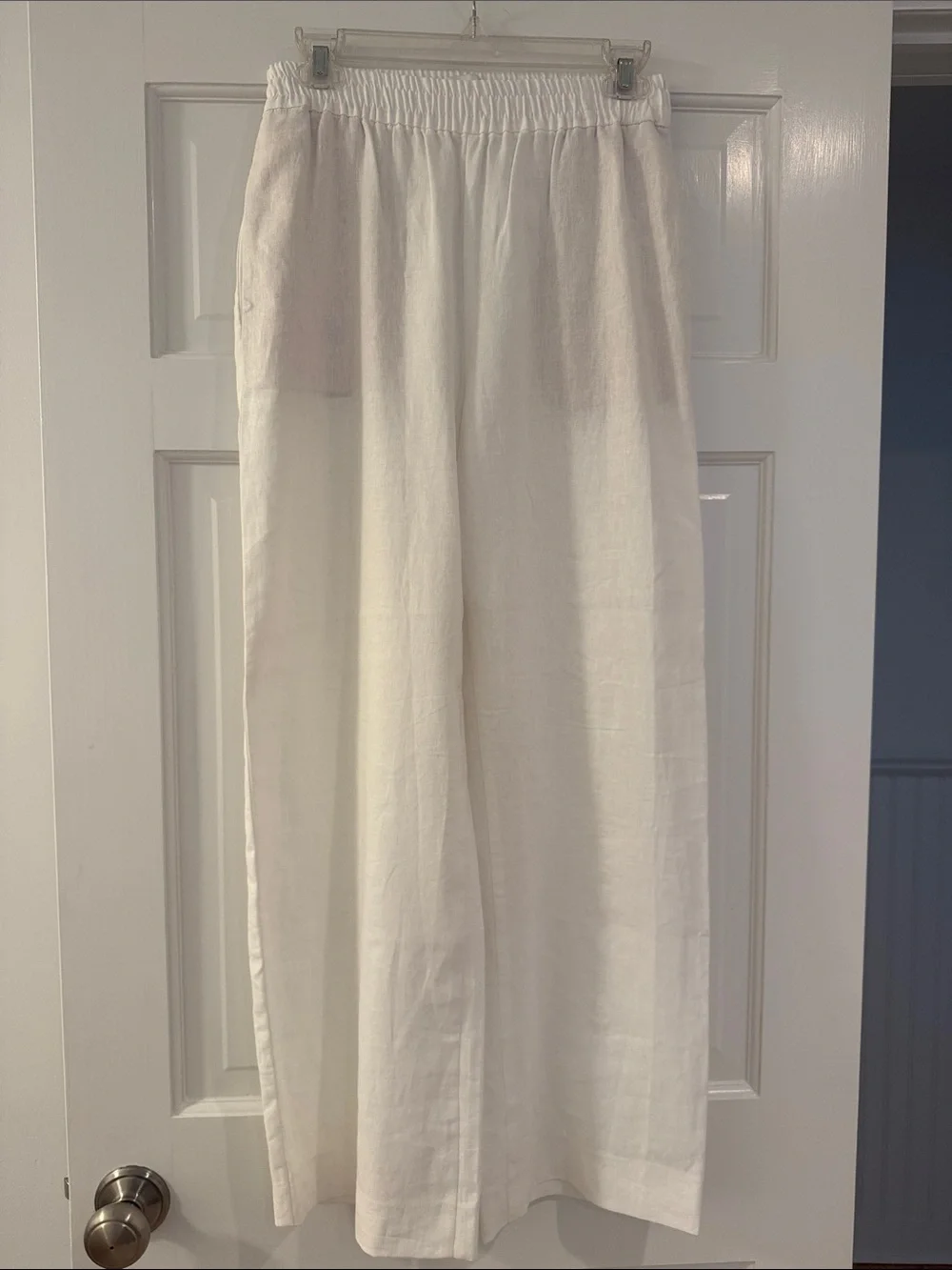 Zara - White Wide-Leg Linen Pants